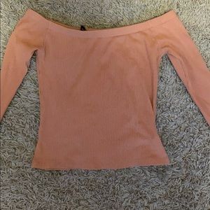 Baby Pink Off Shoulder Long Sleeve